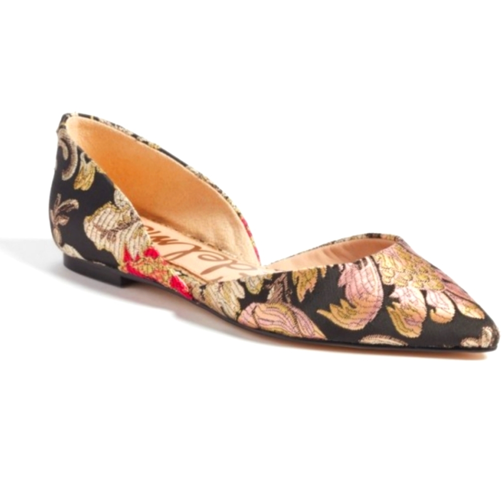 NWOT🩷Sam Edelman Rodney d'orsay Flats-Metallic GoldTapestry Fabric-Nordstroms 8